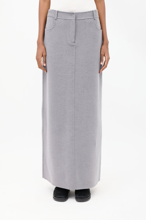 The Frankie Shop Grey Wool Malvo Maxi Pencil Skirt