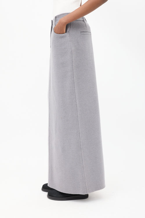 The Frankie Shop Grey Wool Malvo Maxi Pencil Skirt