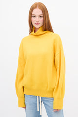 The Frankie Shop Yellow Wool Knit Oversized Turtleneck Sweater