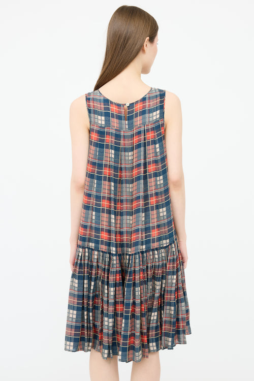 The Great. Silk Plaid Tiered Dress