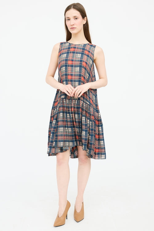 The Great. Silk Plaid Tiered Dress