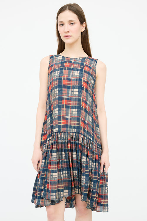 The Great. Silk Plaid Tiered Dress