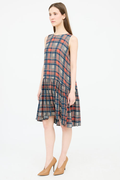 The Great. Silk Plaid Tiered Dress