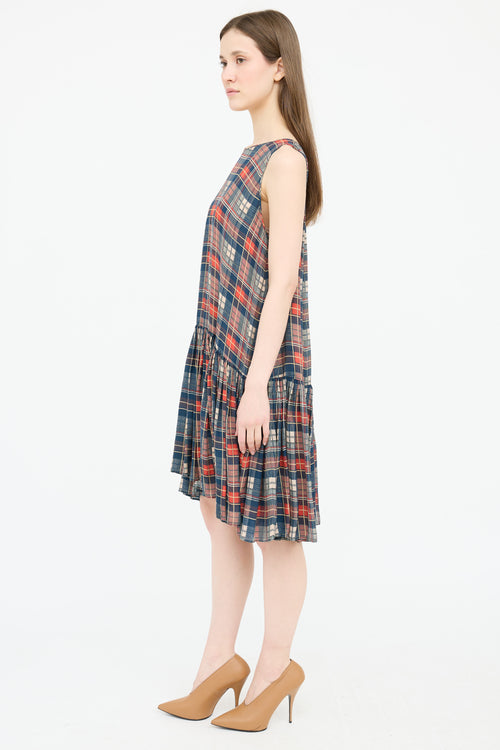 The Great. Silk Plaid Tiered Dress