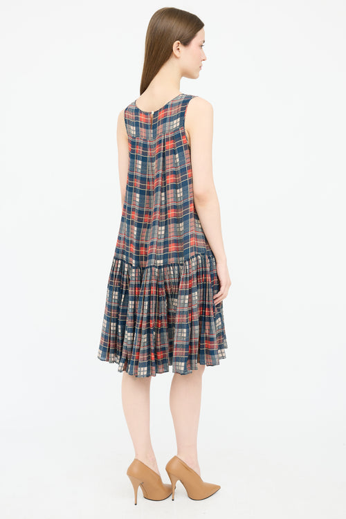 The Great. Silk Plaid Tiered Dress