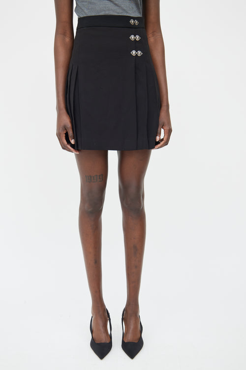 The Kooples Black Buckle Pleat Skirt