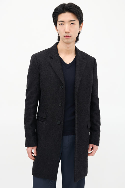 The Kooples Black Wool Bouclé Knit Coat