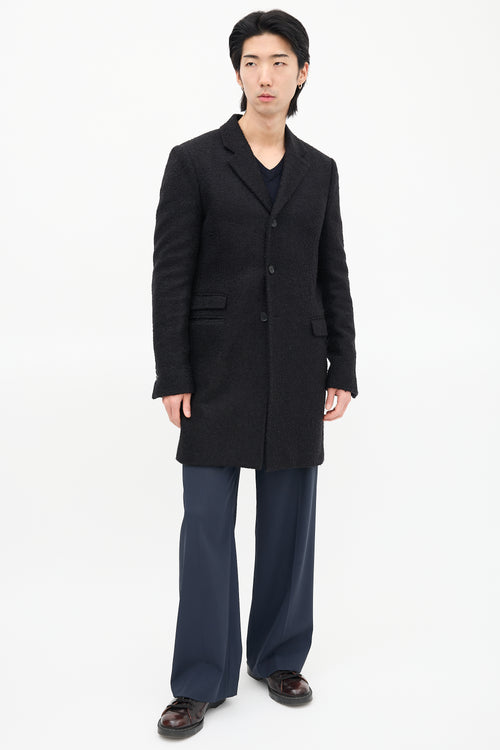 The Kooples Black Wool Bouclé Knit Coat