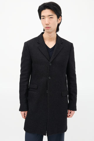 The Kooples Black Wool Bouclé Knit Coat