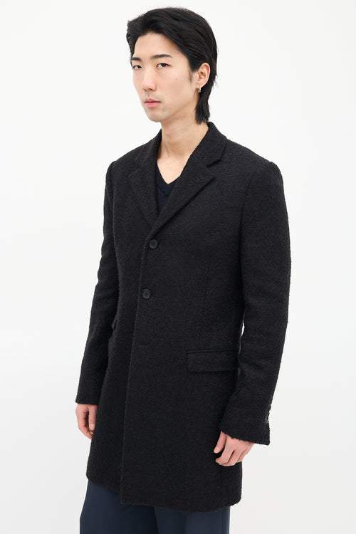 The Kooples Black Wool Bouclé Knit Coat