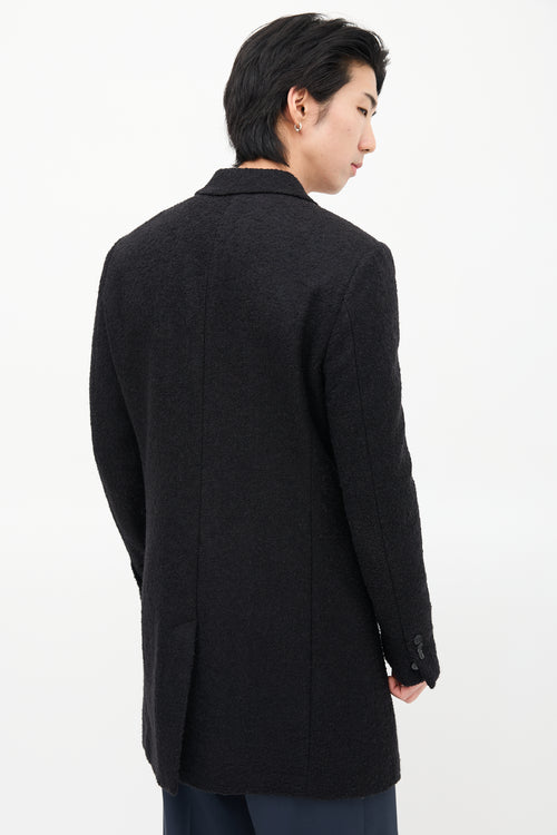 The Kooples Black Wool Bouclé Knit Coat