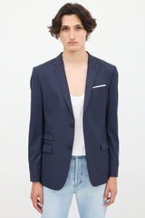 The Kooples Navy Wool Classic Single Breasted Blazer