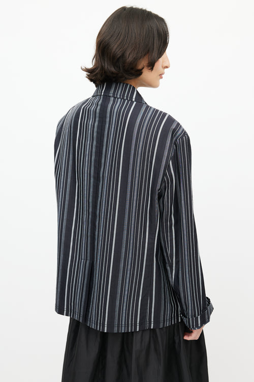 The Open Product Black & White Pinstripe Blazer