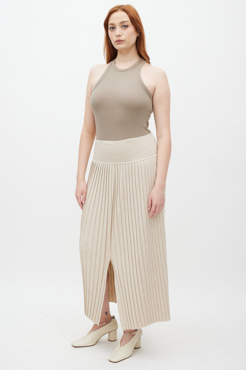 The Row Beige Coraline Pleated Midi Skirt