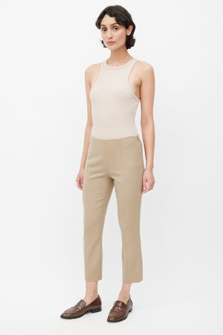 The Row Beige Cropped Wool Trouser