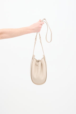 The Row Beige Leather Drawstring Pouch Bag