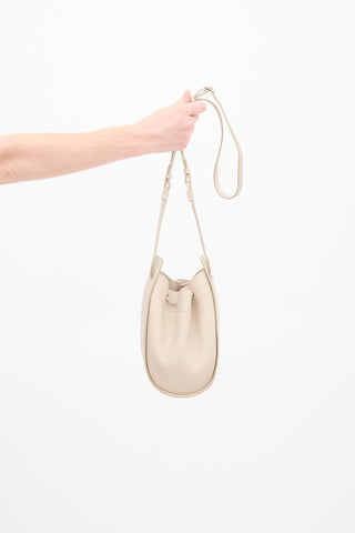 The Row Beige Leather Drawstring Pouch Bag