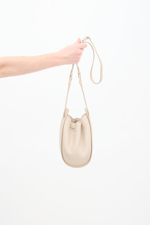 The Row Beige Leather Drawstring Pouch Bag