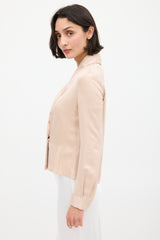 The Row Pink Silk Shawl Collar Top