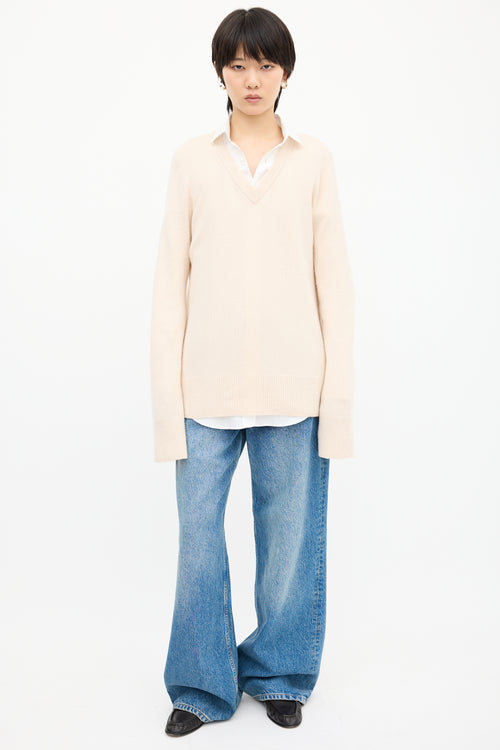 The Row Cream Wool & Cashmere Davion Sweater