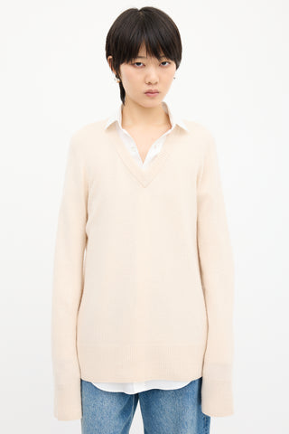 The Row Cream Wool & Cashmere Davion Sweater