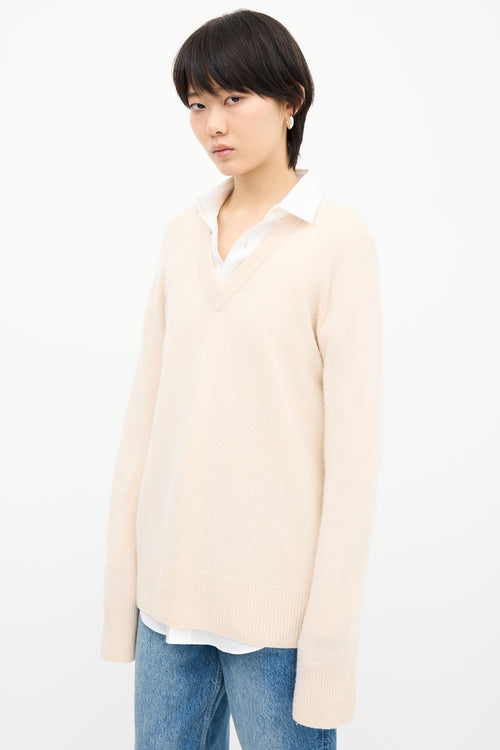 The Row Cream Wool & Cashmere Davion Sweater