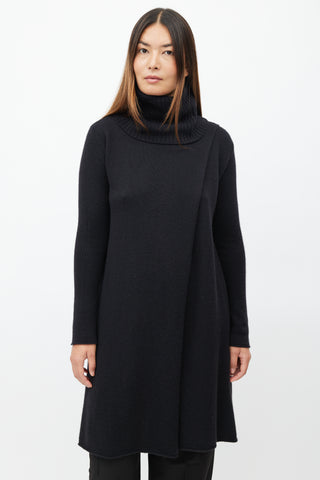 The Row Black Cashmere Knit Sweater Dress
