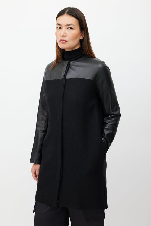 The Row Black Cashmere Leather Coat