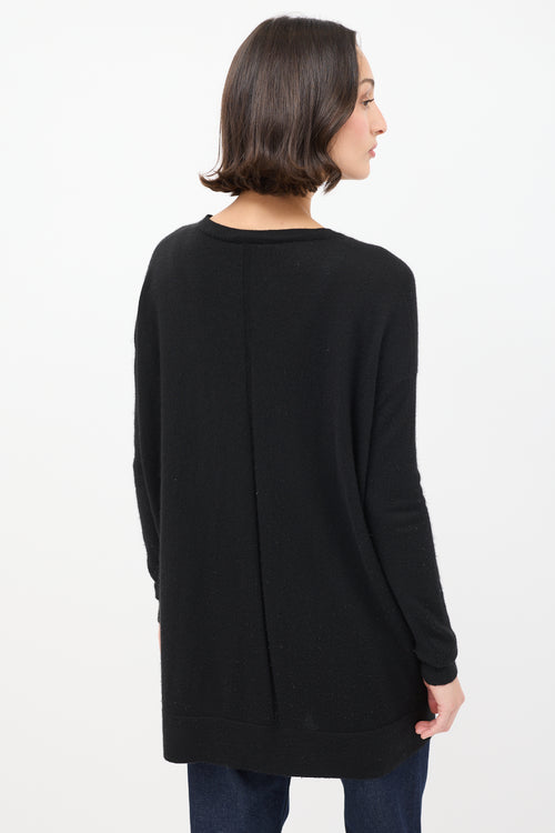 The Row Black Cashmere & Silk Knit V-Neck Top