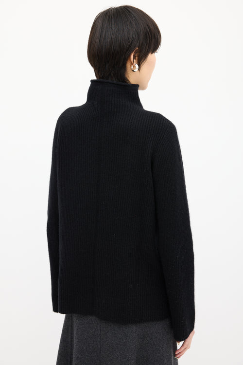 The Row Black Cashmere & Wool Mock Sweater