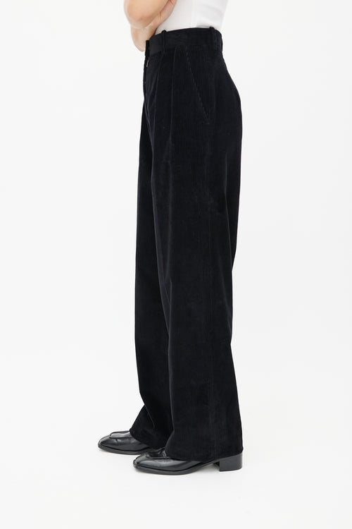 The Row Black Corduroy Pleated Trouser