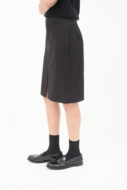 The Row Black Cotton & Cashmere Benson Pencil Skirt