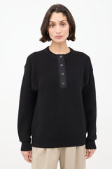 The Row Black Cotton Grelda Waffle Knit Sweater