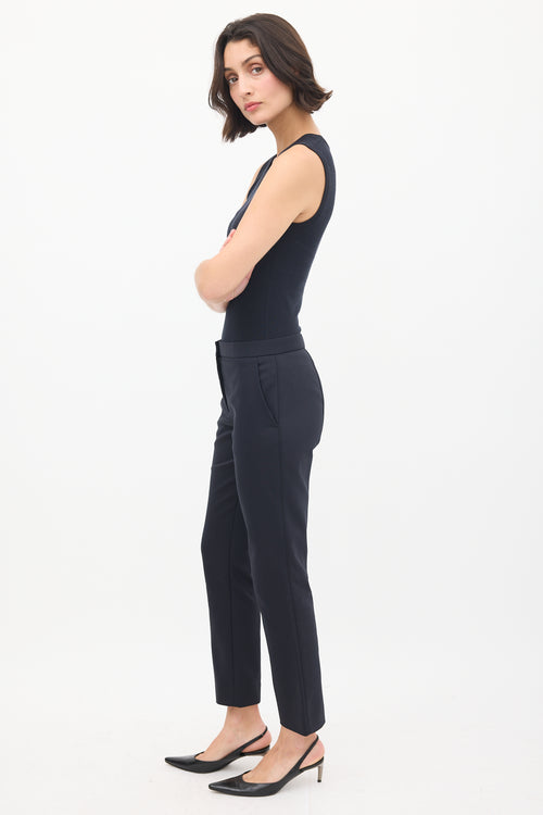 The Row Black Cotton & Nylon Slim Pintuck Trouser