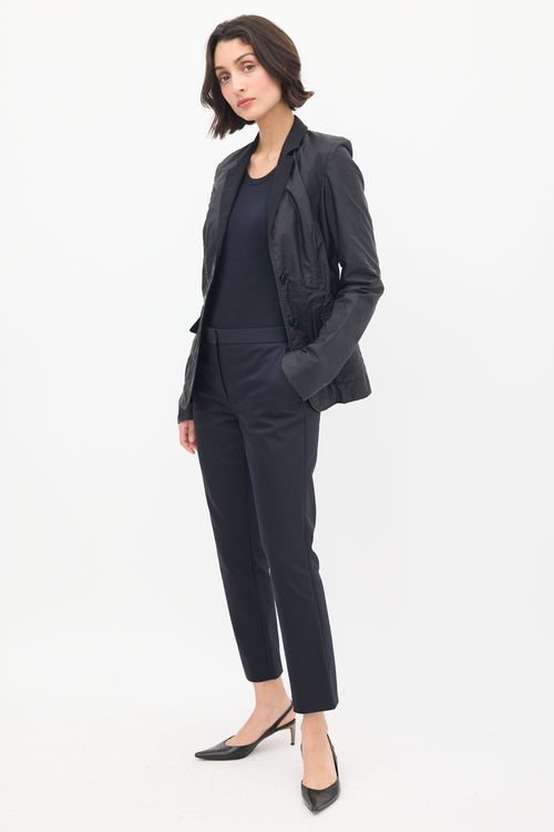 The Row Black Cotton & Nylon Slim Pintuck Trouser