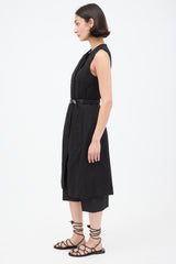 The Row Black Gabardine Belted Vest