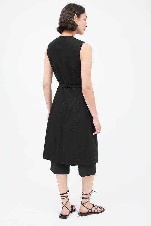 The Row Black Gabardine Belted Vest