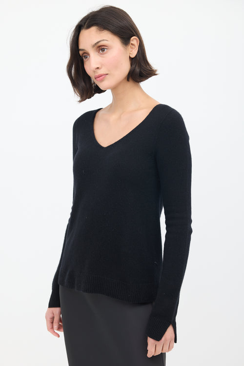 The Row Black Knit V-Neck Sweater