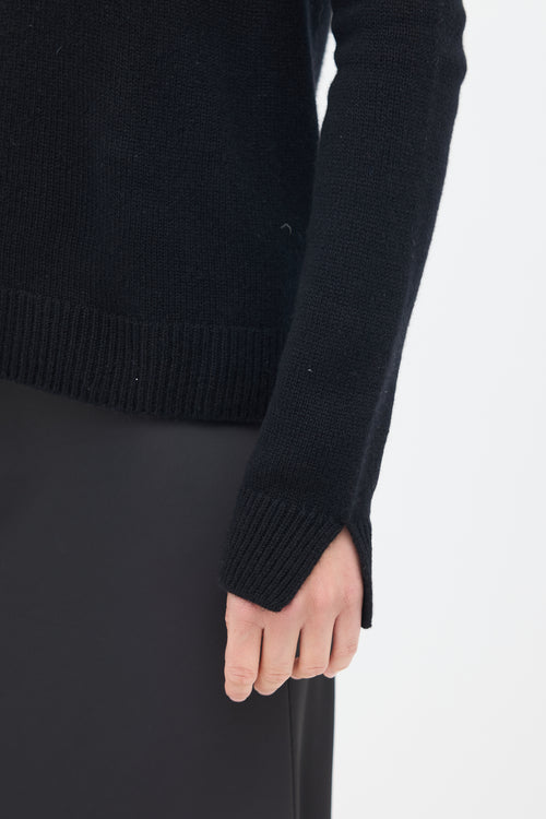 The Row Black Knit V-Neck Sweater