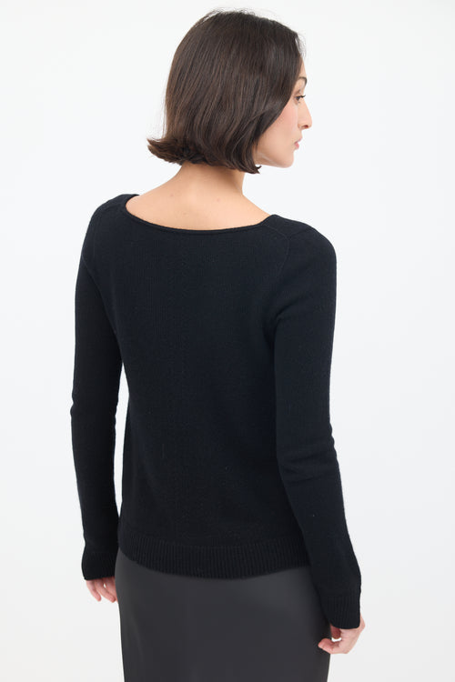 The Row Black Knit V-Neck Sweater