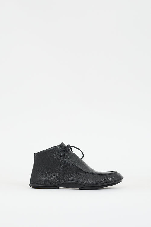 The Row Black Leather Car Shoe Derby Boot