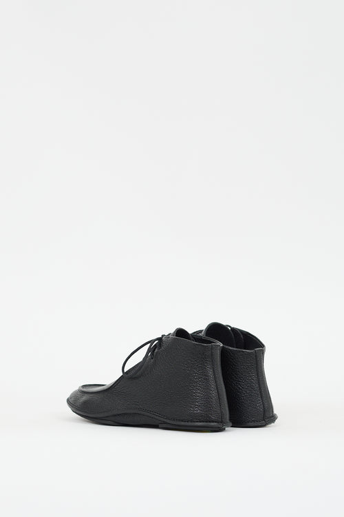 The Row Black Leather Car Shoe Derby Boot