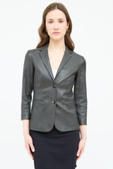 The Row Leather Notch Lapel Blazer