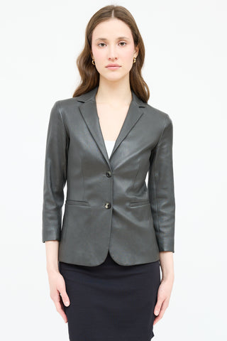 The Row Leather Notch Lapel Blazer