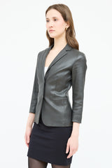 The Row Leather Notch Lapel Blazer