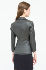 The Row Leather Notch Lapel Blazer