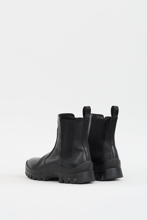 The Row Black Leather Greta Chelsea Boot