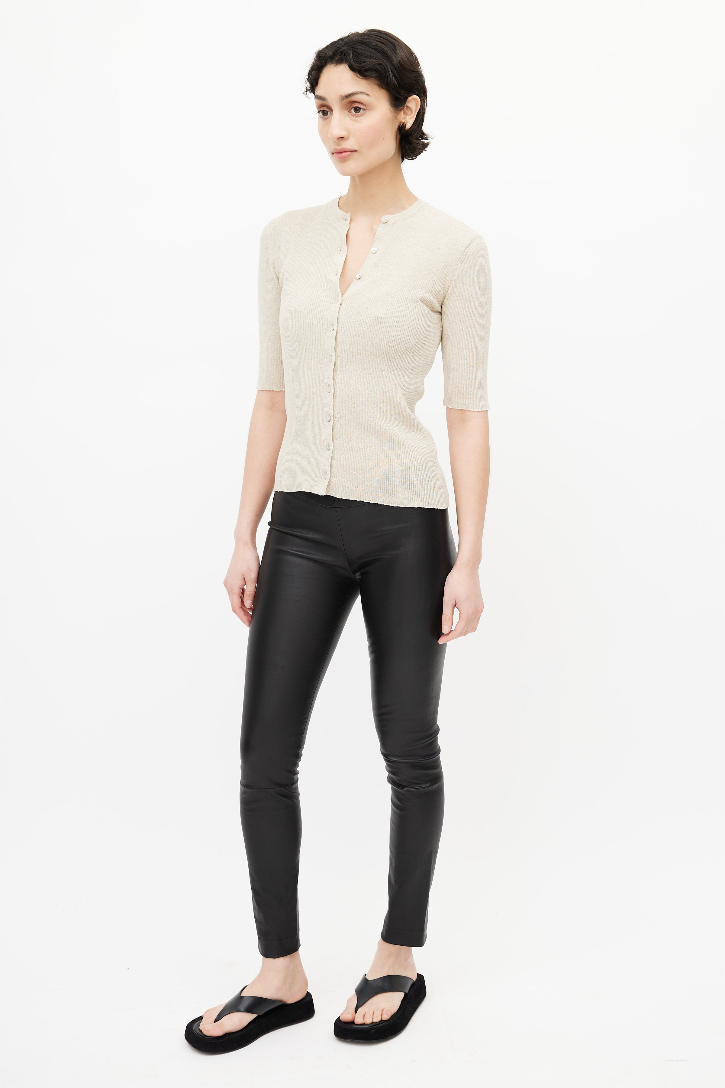 The Row // Black Leather Ruched Leggings – VSP Consignment