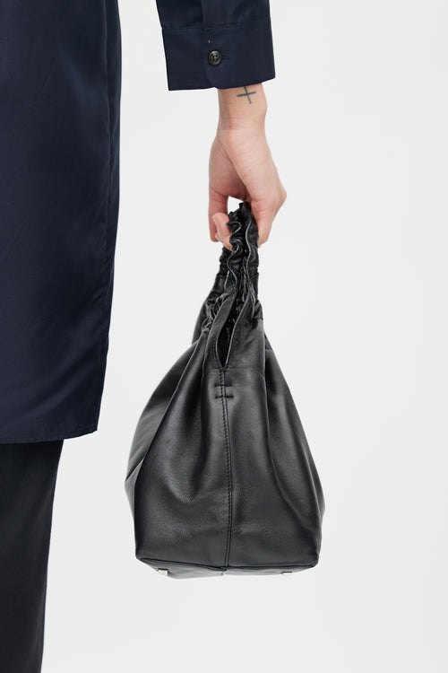 The Row Black Leather Medium Double Circle Bag
