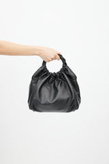 The Row Black Leather Medium Double Circle Bag